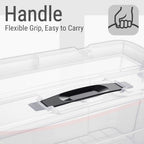 Cetomo Plastic Storage Bins with Handle, Storage Bin with Lids, Organizing Container, PP Box for Home Office, Clear, 40 Quart (Pack of 6) - Image 3