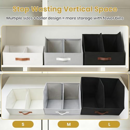 Closet Organizers Storage, Medium Collapsible Bin 3pc, Dark Gray - Image 6