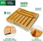 Bamboo Kitchen Drawer Organizer - Bamboo Expandable Drawer Organizer Utensil Holder & Cutlery Tray - Adjustable Wood Drawer Dividers Organizer for Silverware, Flatware, Knives (9 Slot) - Image 2