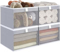 Linen Closet Organizers and Storage, Closet Storage Bins Basket Organizer, Foldable Organization Baskets with Mesh Window for Clothes Towels and Toys, 14.5" x 14.5" x 10.25", Gray, 4 pack by Coyacool