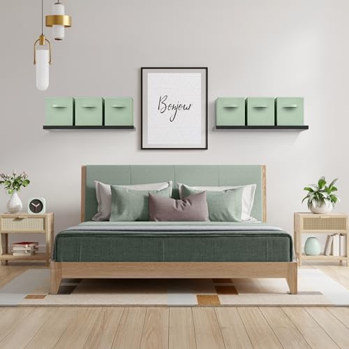 Sorbus Fabric Storage Cubes, 6-Pack Foldable Bins (11 Inch, Sage Green) - Image 3