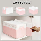 Large Closet Organizer Bins with Lids 8 Pack - Pink Storage Baskets for Shelves Nursery Bedroom Dorm RV - Stackable Decorative Closet Organization Box with Handles for Clothes Purse Blanket Towel - Image 7