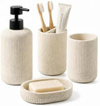 MRAXEL Beige Bathroom Accessory Set 4 Pieces, Toothbrush Holder Set, Resin by Unknown