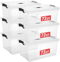 Cetomo Plastic Storage Bins with Handle, Storage Bin with Lids, Organizing Container, PP Box for Home Office, Clear, 72 Quart (Pack of 6) by Cetomo