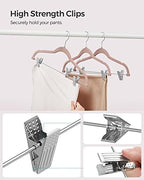 SONGMICS 30-Pack Pants Hangers, Velvet Hangers with Adjustable Clips - Image 7
