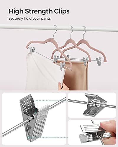 SONGMICS 30-Pack Pants Hangers, Velvet Hangers with Adjustable Clips - Image 7