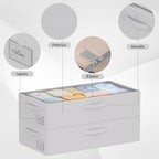 CYhom 3Pcs Under Bed Storage Bins with Metal Frame - Shoe Organizer for Closet with Clear Cover Oxford Fabric Sturdy Underbed Container Foldable Stackable Clothes Organizer (Grey, 23.5x11.8x6.3) - Image 4