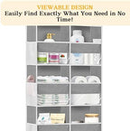Over The Door Organizer 6 Tiers, Extra Large Behind Door Storage of 12 Compartments, 80 lbs Weight Capacity Hanging Storage Organizer with Clear Window Kids Toys,Shoes,Diapers,Room Storage,Light Grey - Image 5