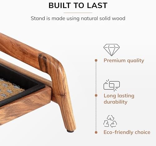 Anji Mountain Heavy Duty Waterproof Wooden Shoe Storage Mat Organizer/Boot Storage Tray Multi Use for Entryway with Coir, Tan and Blue Insert, 1 Tier, Fits 2 Pair (26.5" Wide) - Image 4