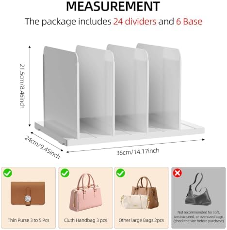 Stackable Purse Organizer for Closet Acrylic Shelf Divider, 6 Pack - Image 4