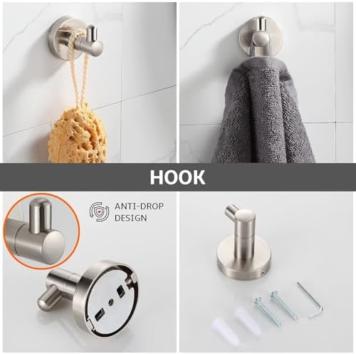 BGL Bathroom Accessory Set Brushed Nickel 4-Pieces Bathroom Towel Rack 24 Inches Adjustable Bathroom Hardware Set (Pack of 2) - Image 5
