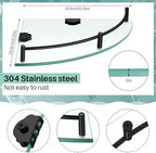 Crowye 4 Pcs Corner Shower Shelf 2-tier Glass Corner Shelf Stainless Steel Wall Mounted Bathroom Organizer for Storing Shower Gel Shampoo Brush, 9.25 Inches (Black) - Image 2