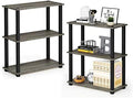 Furinno TURN-S-TUBE Storage Shelves Set of 2, 3-Tier Book Shelf, Corner Shelf, Toolless Open Shelves, Square Tubes, for Organization and Storage, Living Room, Garage, Home Office, French Oak by Furinno-FitsYourSpaceFitsYourBudget