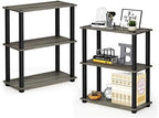 Furinno TURN-S-TUBE Storage Shelves Set of 2, 3-Tier Book Shelf, Corner Shelf, Toolless Open Shelves, Square Tubes, for Organization and Storage, Living Room, Garage, Home Office, French Oak by Furinno-FitsYourSpaceFitsYourBudget