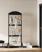 CHOEZON 2 Packs Grid Wall Panel 5.7' x 2' FT Grid Display Rack with Wheels, Movable Gridwall Display Stand with 8 S-Shaped Hooks and 8 Garment Hooks, Floorstanding Wire Grid Rack, Black TCJ17P2BB - Image 6
