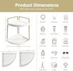 Forbena Corner Bathroom Counter Organizer, 2 Tier Bathroom Organizer Countertop, Small Bathroom Sink Top Trays Corner Shelf Stand for Makeup Vanity Perfume Skincare Decor Storage (White and Gold) - Image 2