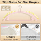 MIZGI Clear Hangers 50 Pack, Pink Glitter Acrylic Hangers,Patented Design - Image 3