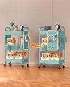 ALVOROG 3 Tier Metal Rolling Utility Cart with Pegboards,Baskets,Hooks,Blue - Image 6