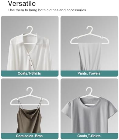 ABHENG 100 Pack Clothes Hangers, Non Slip Plastic Coat Hangers, Space Saving Hangers, Heavy Duty, Hanging Dry Wet Clothes, 16.4" x 8.3", White, UAPY05100W - Image 6