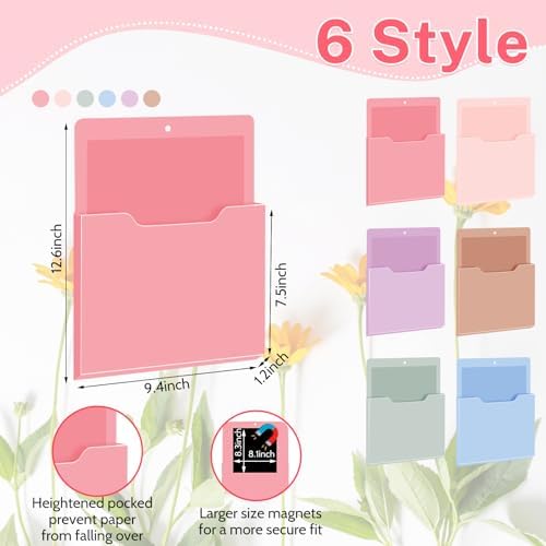 Fuutreo Magnetic Wall File Holder,6pcs,Aesthetic Color,Vertical-large - Image 2
