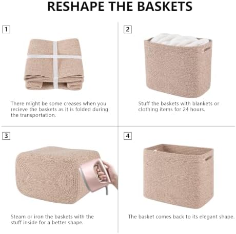 OIAHOMY 2 PACK Tall Storage baskets 30L Collapsible Storage Bins Pure Brown - Image 6