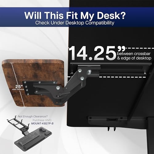 VIVO Vintage Brown Under Desk 25 x 10 inch Keyboard Tray, MOUNT-KB03N - Image 4