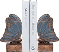 Vintage Blue Butterfly Bookends,Resin Book Ends for Shelves,Heavy Duty Decorative Bookends,Creative Book Stopper Holder Decor for Desk Home Office,Shelf Decoration,Gifts for Mother's Day by Kakizzy