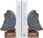 Vintage Blue Butterfly Bookends,Resin Book Ends for Shelves,Heavy Duty Decorative Bookends,Creative Book Stopper Holder Decor for Desk Home Office,Shelf Decoration,Gifts for Mother's Day by Kakizzy