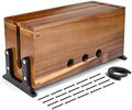 Extra Large Acacia Wood Cable Management Box, Pet Child Safe Cord Hider by Unknown