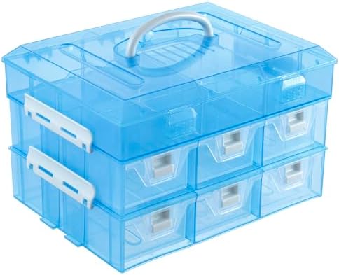 MyGift Sky Blue Craft Storage Organizer Case, 24 Compartments & 6 Drawers by MyGiftHome