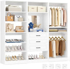 Unikito 75" Modular Closet System with 3 Sets, Mirror & Drawers, White by Unikito