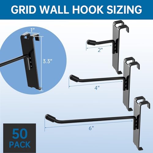50pcs Gridwall Hooks 4inch Anti-Scratch 15°Tilt Angle with Black High Grade Surface Coating Grid Wall Hooks for Grid Wall Panel Gridwall Hooks & Hangers - Image 2
