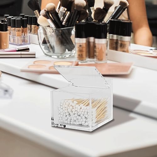 Qtip Holder with Lid Cotton Balls Swab Organizer Acrylic Cotton Square Pads Holder, Paper Towel Holder Countertop Clear Acrylic Paper Towel Dispenser, Premium Arcylic Paper Towel Holder Stand - Image 6