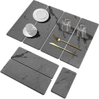 Stone Dish Drying Mat for Kitchen Counter-Dark Gray Marble 24"×16" & 8"x4" by MAGKOTA