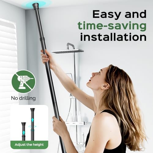 HAMITOR Shower Caddy Tension Pole: Rustproof Quick Install Standing Corner Bathroom Organizer Shelf on Floor for Renters - 4-Tier Large Capacity Storage Rack with Soap Holder for Apartment -Black - Image 5
