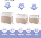 OIAHOMY 2 PACK Tall Storage baskets 42L Blanket Basket Living Room Brown - Image 2
