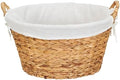 Household Essentials Round Wicker Laundry Basket with Handles, Whimsical Water Hyacinth Basket, Supportive Metal Frame, Removable Polyester Liner, Handwoven, Well-Structured and Versatile, Natural by HouseholdEssentials