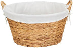 Household Essentials Round Wicker Laundry Basket with Handles, Whimsical Water Hyacinth Basket, Supportive Metal Frame, Removable Polyester Liner, Handwoven, Well-Structured and Versatile, Natural by HouseholdEssentials
