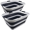 SAMMART 42L (11 gallon) Collapsible Plastic Laundry Basket - Foldable Pop Up Storage Container/Organizer - Portable Basket - Space Saving Hamper (Grey/Slate Grey (Set of 2)) by SAMMART
