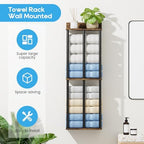 Towel Racks for Bathroom Wall Mounted with Wooden Storage Shelf - Image 4