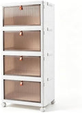 4-Tier Foldable Plastic Drawer Storage with Wheels,Stackable Storage Bins with Lid,Organization and Storage Boxes for Kitchen,Cloakroom,Closet,Living Room,Office and Dorm by FOLLOWUS