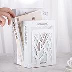 Book Ends, Bookends, Bookends for Shelves, Bookend, Book Ends for Heavy Books, White Metal Book Shelf Holder Home Decorative, Book Stoppers for Shelves, Bookend Supports 6 Pair - Image 5