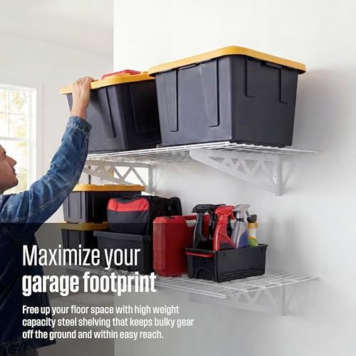 SafeRacks Steel Garage Wall Shelves 2-Pk w/Hooks, 500lb, White (24x48) - Image 4