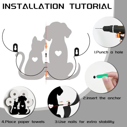 Cat & Dog Toilet Paper Holder Wall Mount/Stand for Extra 8 Rolls - Image 4