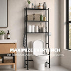 GloTika 3-Tier Over Toilet Storage, Anti-Tilt, 64" H, Black - Image 4