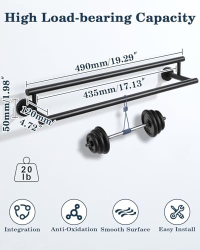 Alise Double Towel Bar Black,20" Towel Rack for Bathroom Wall Mounted - Image 3