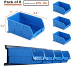 Wallmaster 8-Bin Storage Bins Garage Rack System 2-Tier Orange Tool Organizers Cube Baskets Wall Mount Organizations (Blue) (Pack of 2) - Image 4
