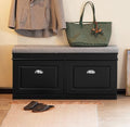 Haotian Black Storage Shoe Bench with Two Flip Drawers by Haotian