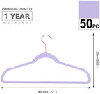 MIZGI Velvet Hangers 50 Pack Non Slip Light Purple Rose Gold Hooks - Image 2