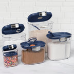 ProKeeper+ Airtight Food Storage Container Set – Clear Plastic Flour and Sugar Canister Set with Magnetic Accessories for Kitchen Organization (Navy, 9-Piece) - Image 2